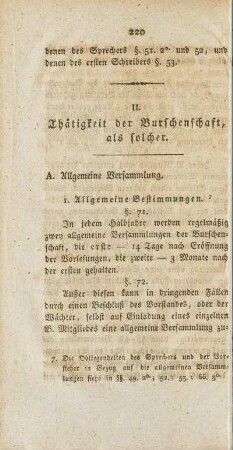 II. Thätigkeit der Burschenschaft, als solcher.