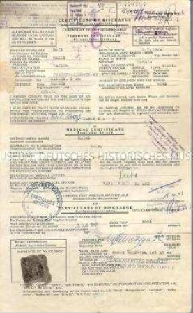Bescheinigung der U.S.-Army über den persönlichen Besitz von Harry Beil bei der Entlassung aus der Kriegsgefangenschaft