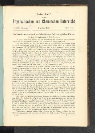 Die Resultante zweier Parallelkräfte am frei beweglichen Körper.