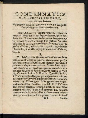 Condemnationem Specialem Errorum esse necessariam.