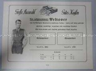 Musterkarte der Kleiderstoff-Großhandlung Franz Wulf Nachf. Leipzig