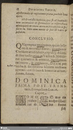Dominica Prima Post Trinitatis, Evangelium Luc. 16. Capite