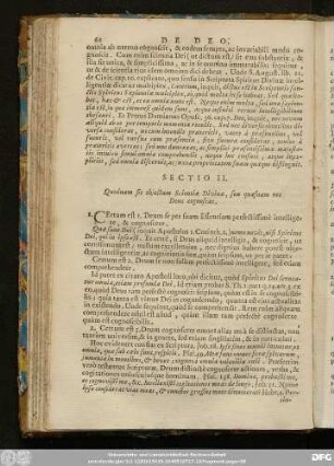 Sectio II. Quodnam sit obiectum Scientia Divinae, seu quasnam res Deus cognoscas.