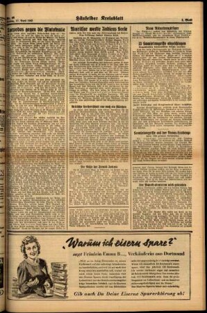 Zweite Ausgabe vom Freitag, den 17. April 1942.