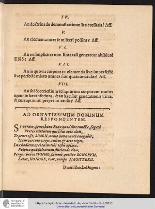 AD ORNATISSIMUM DOMINUM RESPONDENTEM.