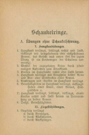 A. Übungen ohne Schaukelschwung
