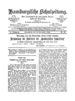 Etwas von Umgestaltung des ersten Unterrichts :(Schluß)