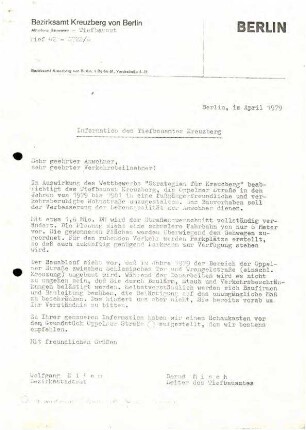 Protokolle, Flugblätter, Schriftwechsel: "Initiative Verkehrsberuhigung Oppelner Straße"