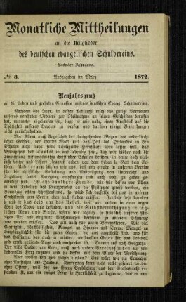 Neujahrsgruß : an die lieben und geehrten Genossen unseres deutschen Evang. Schulvereins
