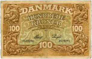 Geldschein, 100 Kroner, 1932