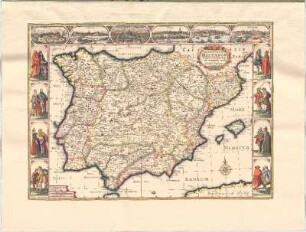 Nova et accurata Tabula Hispaniæ : Præcipuis Urbibus Vestitu, Insignibus, et Antiquitatibus