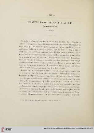 Phalère en or trouvée à Auvers: (Seine-et-Oise)