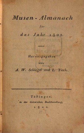 Musen-Almanach : für das Jahr ..., 1802