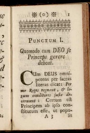 Punctum I. Quomodo cum Deo se Princeps gerere debeat.