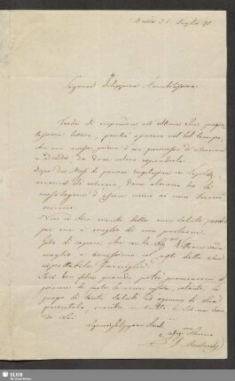 Eigenhändiger Brief - Mscr.Dresd.Aut.1355