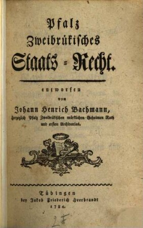Pfalz Zweibrükisches Staats-Recht, [1]