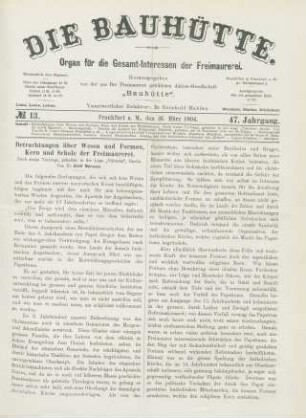 No. 13. Frankfurt a. M., den 26. März 1904. 47. Jahrgang.