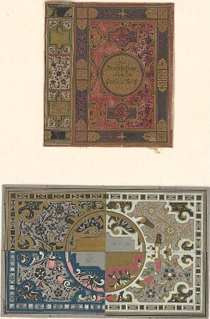 Gmelin, Leopold; Sammlung Gmelin: Handzeichnungen - Folio 5 - zwei Bucheinbände (Ansichten)