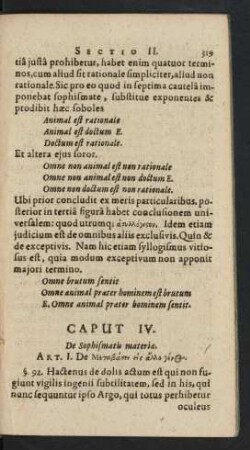 Caput IV. De Sophismatis materiae.