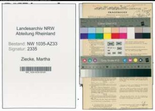 Entnazifizierung Martha Ziecke , geb. 25.05.1922 (Kaufmaennische Angestellte)