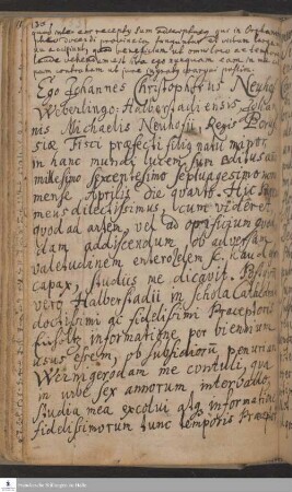 Lebenslauf von Johann Christoph Neuhof.