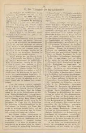 III. Die Thätigkeit der Handelskammer