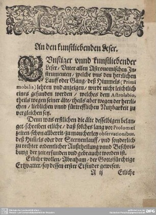 An den kunstliebenden Leser.
