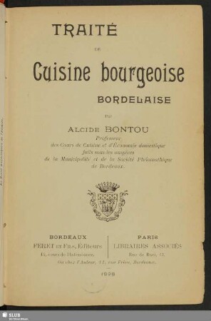 Traité de cuisine bourgeoise bordelaise