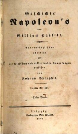 Geschichte Napoleon's. Bd. 1 (1840)