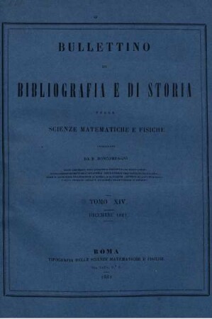 Tomo XIV. Dicembre 1881.