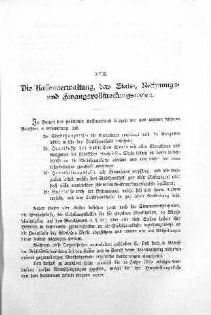 XVIII. Die Kassenverwaltung, das Etats, Rechnungs-und Zwangsvollstreckungswesen
