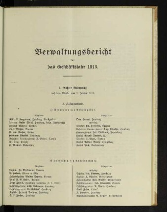Verwaltungsbericht für das Geschäftsjahr 1915.