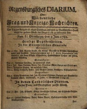 Regensburgisches Diarium oder wöchentliche Frag- und Anzeige-Nachrichten, 1782 = Jg. 21