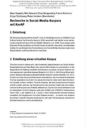 Recherche in Social-Media-Korpora mit KorAP