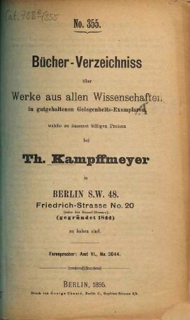 Bücher-Verzeichniss, 355. 1895