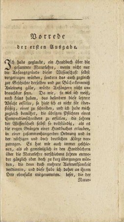 Vorrede der ersten Ausgabe