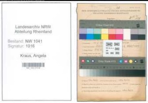 Entnazifizierung Angela Kraus , geb. 11.05.1907 ()