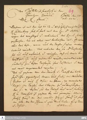 Brief von August Hermann Francke an Heinrich Julius Elers.