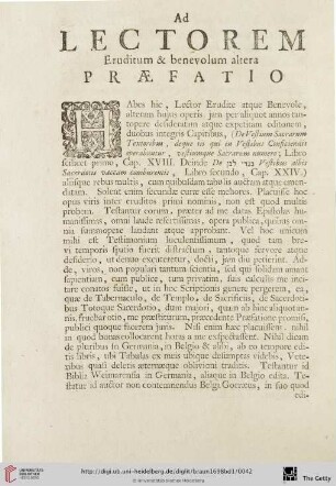 Ad Lectorem Eruditum & benevolum altera Praefatio