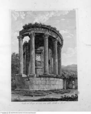 Raccolta delle vedute pittoresche di Roma e de suoi contorni ... volume 1. Parte 1., Tafel 3 (N. 5): Veduta del Tempio di Vesta detto della Sibilla a Tivoli