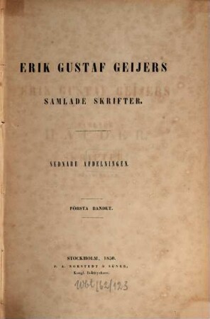 Erik Gustaf Geijers Samlade skrifter. 2,1
