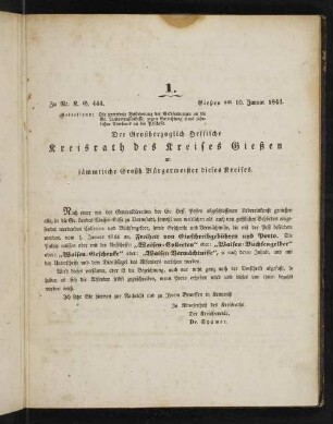 Amts-Blatt des Großherzoglich Hessischen Kreisraths des Kreises Gießen