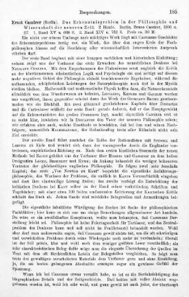 185-186, Ernst Cassirer. Das Erkenntnisproblem in der Philosophie und Wissenschaft der neueren Zeit . 1906