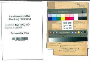 Entnazifizierung Paul Schuessler, geb. 11.04.1901 (Theaterleiter)