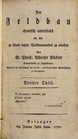 Der Feldbau chemisch untersucht um ihn zu seiner letzten Vollkommenheit zu erheben, 3