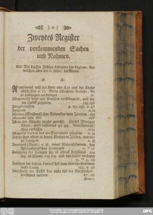 Zweytes Register der vorkommenden Sachen und Nahmen.