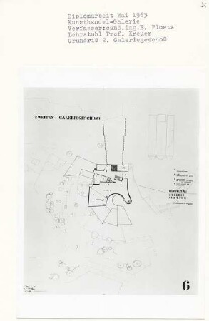 Kunsthandel-Galerie (Diplomarbeit bei Willy Kreuer): Verwaltung, Galerie, Auktion, Grundriss 2. Galeriegeschoss