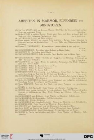 Arbeiten in Marmor, Elfenbein etc. Miniaturen (Nr. 179-212)