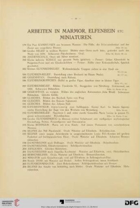 Arbeiten in Marmor, Elfenbein etc. Miniaturen (Nr. 179-212)