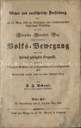 Bericht über die Revolution 1848 in Prag